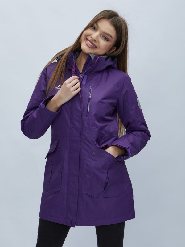 Women's dark purple hooded parka 551996TF